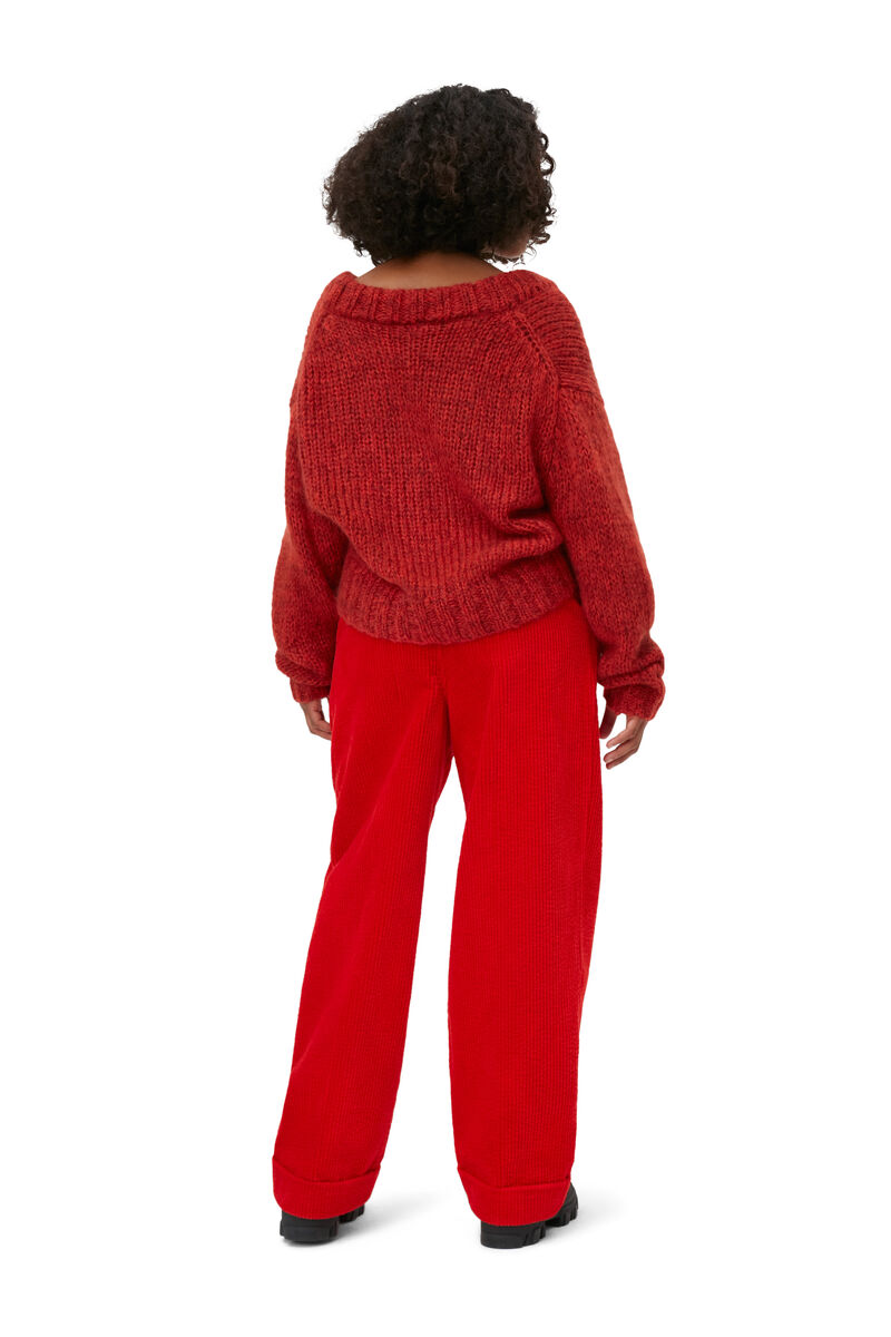 Mohair Pullover, Merino Wool, in colour Fiery Red - 2 - GANNI