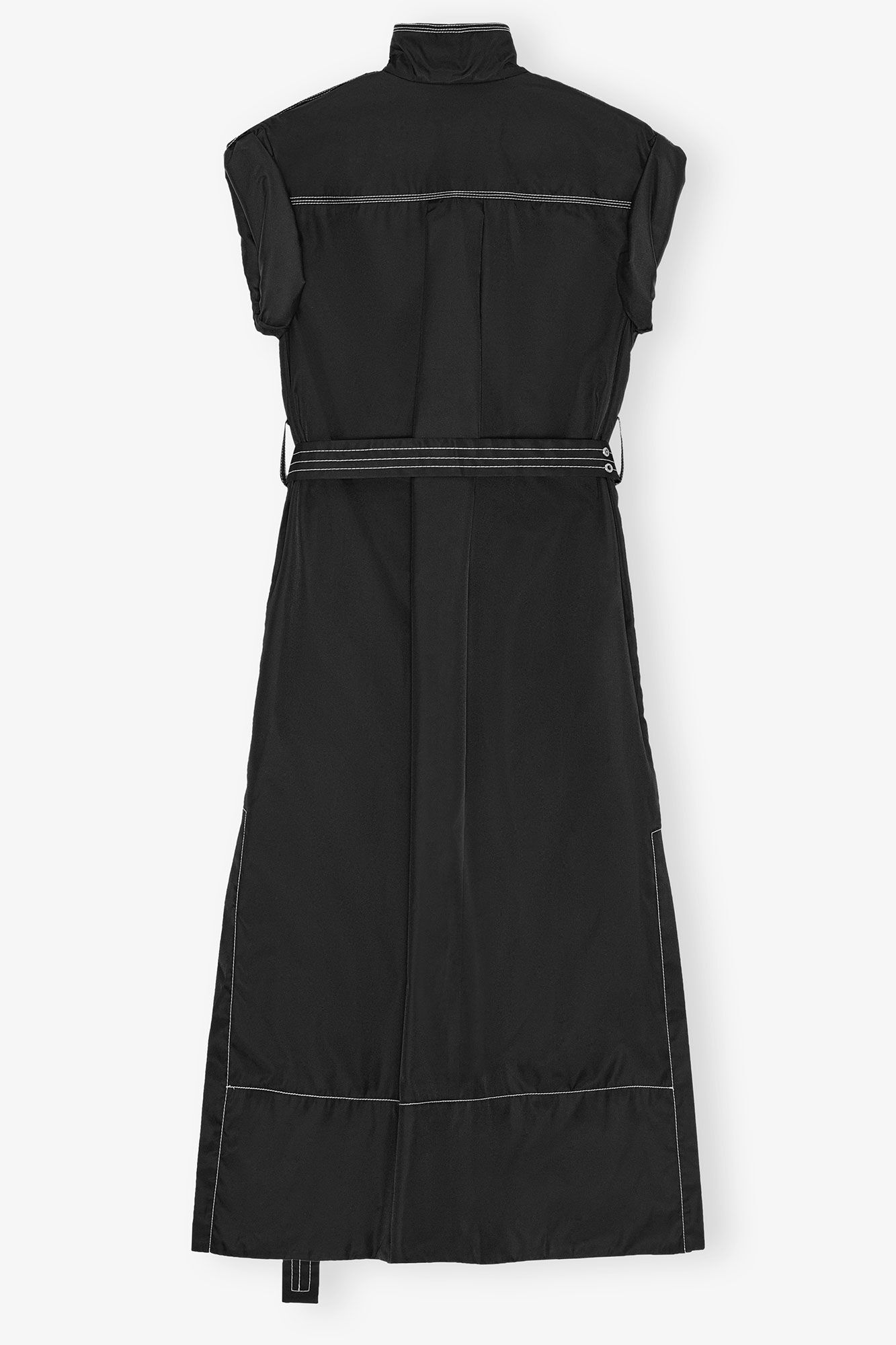 Black Stretch Cotton Dress, Polyurethane, in colour Black - 2 - GANNI