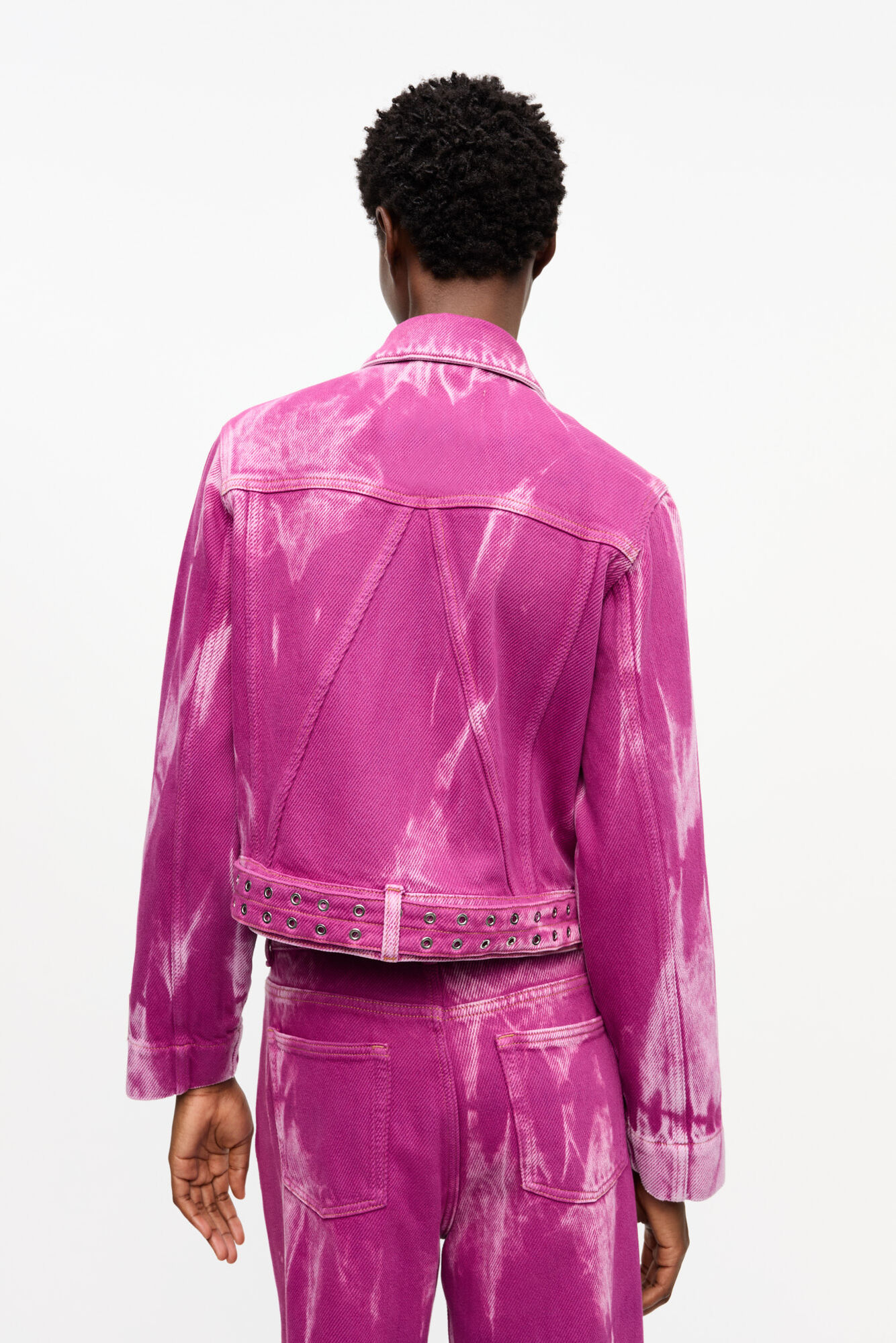 Purple Overdyed Denim Jacket, Cotton, in colour Boysenberry - 2 - GANNI