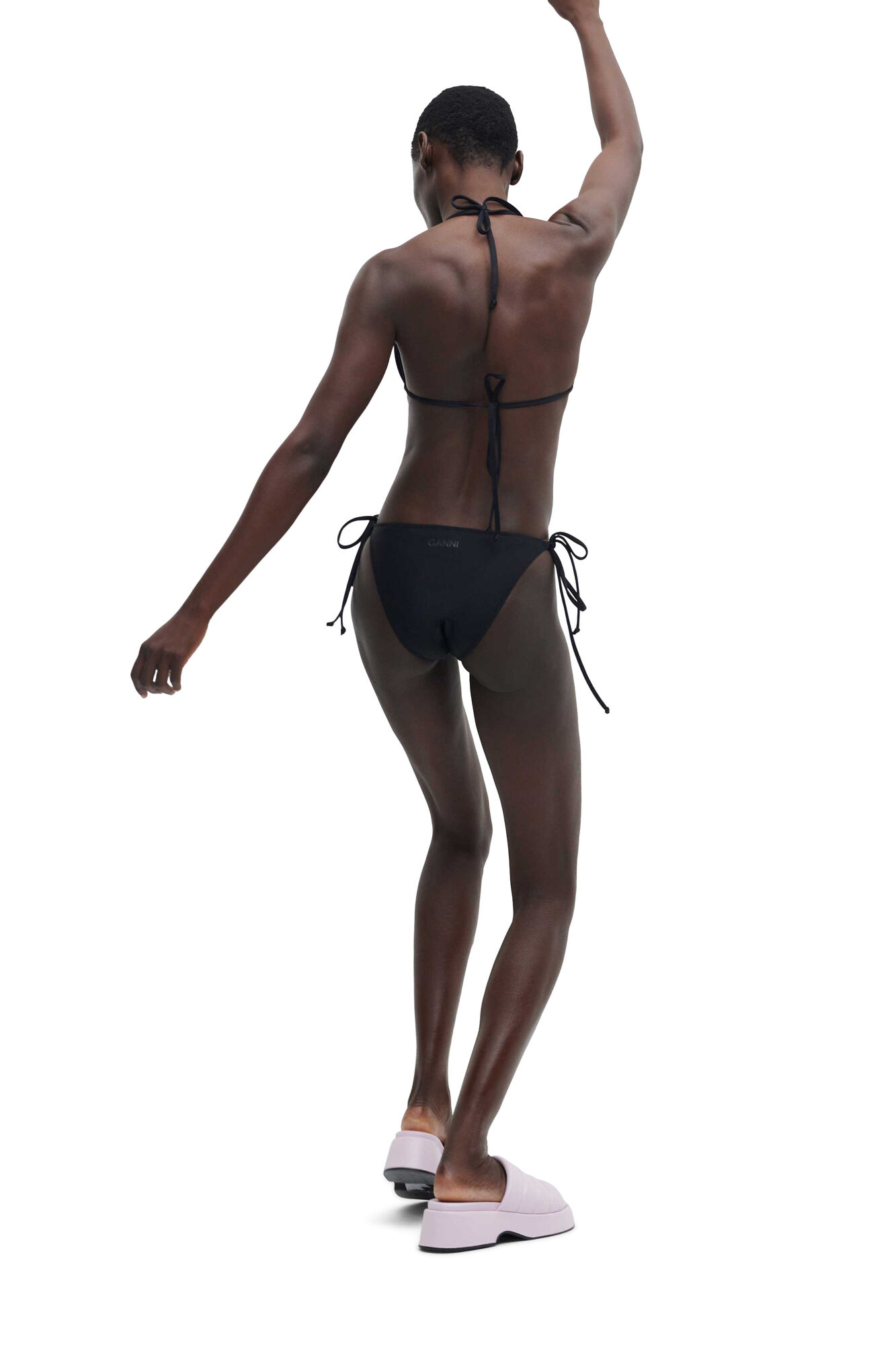 String Bikini Top, Elastane, in colour Black - 2 - GANNI