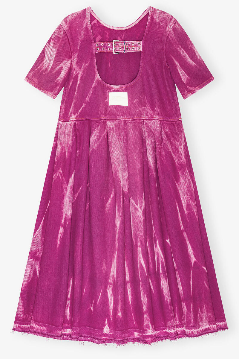 Denim Midi Dress, Cotton, in colour Boysenberry - 2 - GANNI