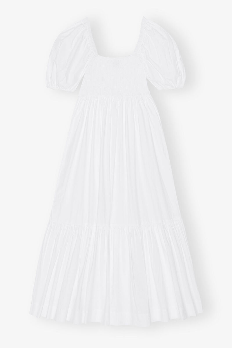Cotton Poplin Smock Maxi Dress, Cotton, in colour Bright White - 3 - GANNI