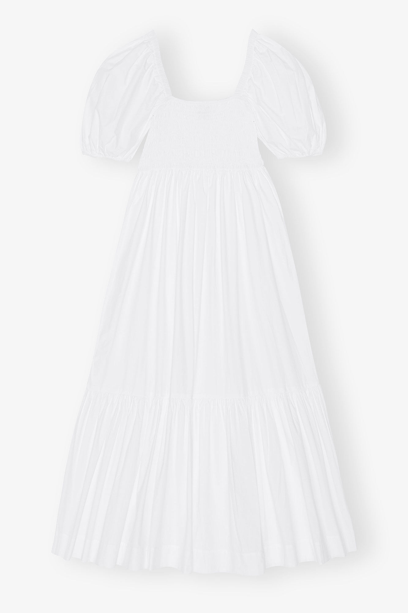 Cotton Poplin Smock Maxi Dress, Cotton, in colour Bright White - 3 - GANNI