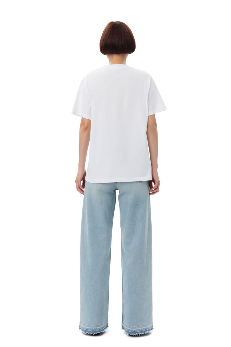 Lässiges T-Shirt mit Pfirsich-Print , Cotton, in colour Bright White - 4 - GANNI