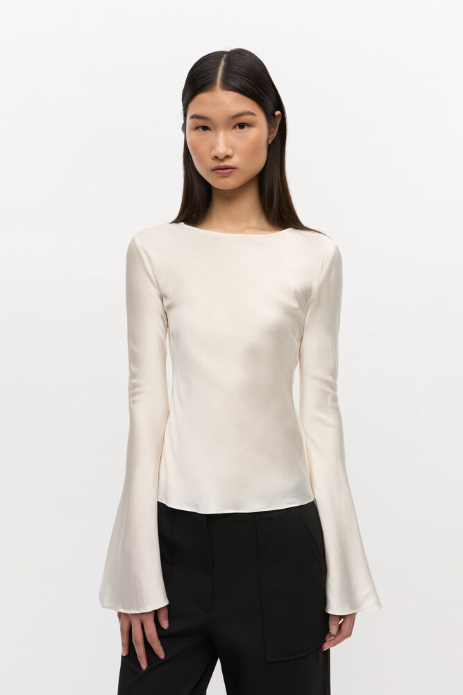 Ivory Satin Blouse, Egret