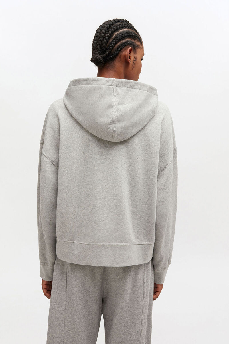 Essential Zip Hoodie, in colour Paloma - 3 - GANNI