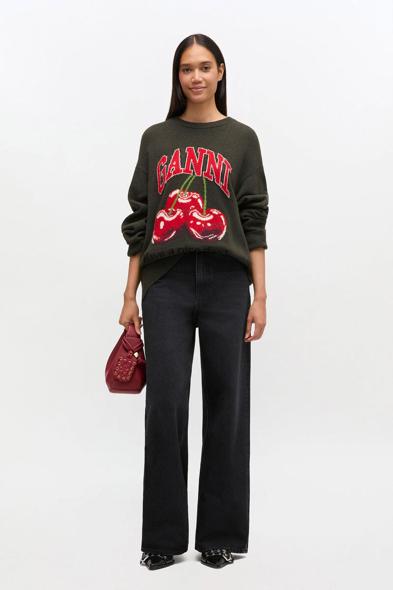 Oversized Graphic Jumper, in colour Kalamata - 1 - GANNI