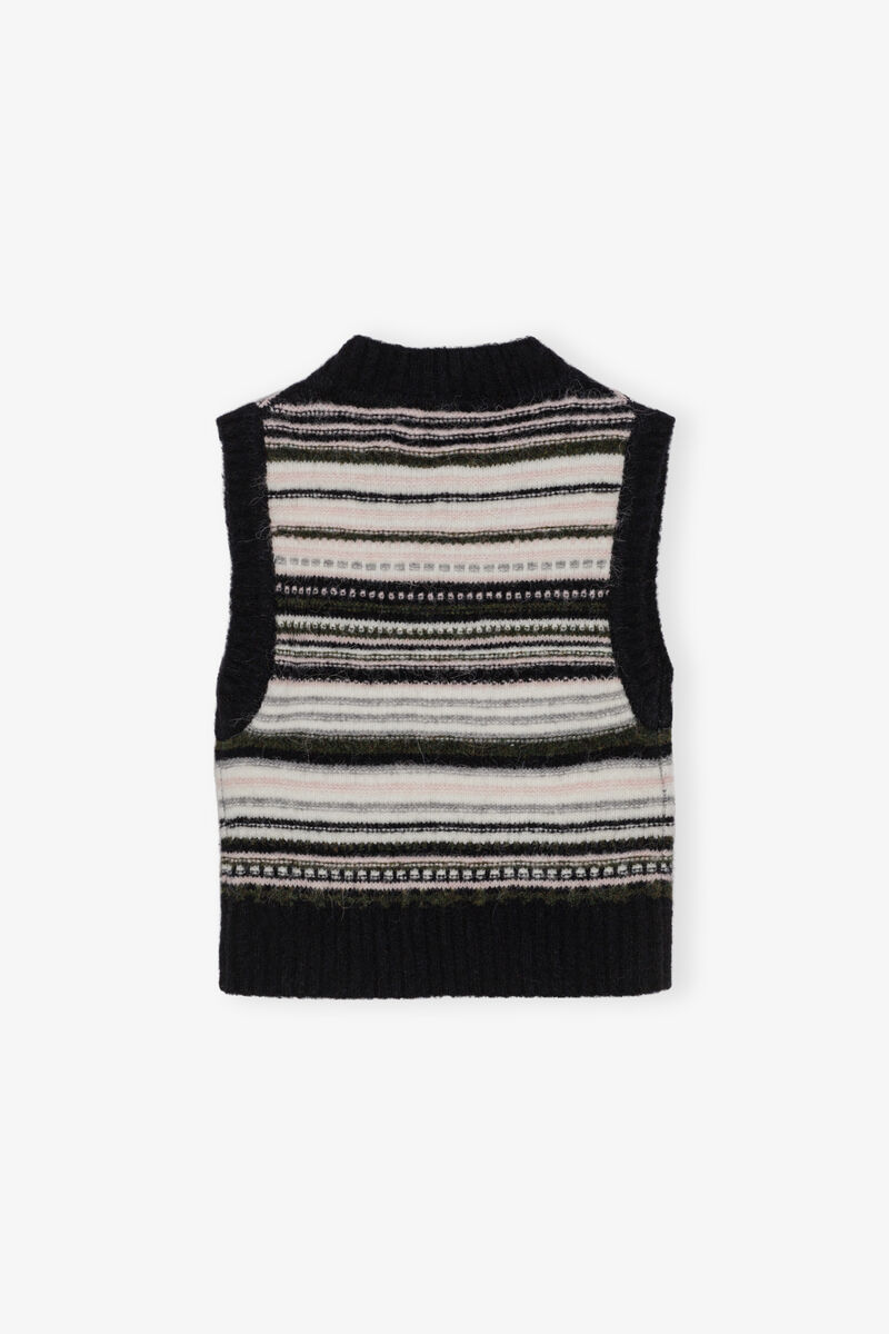 Gilet Black Stripe, Alpaca, in colour Black - 2 - GANNI