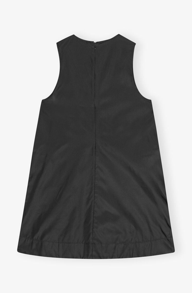Black Duchesse Nylon Mini Dress, Polyurethane, in colour Black - 2 - GANNI