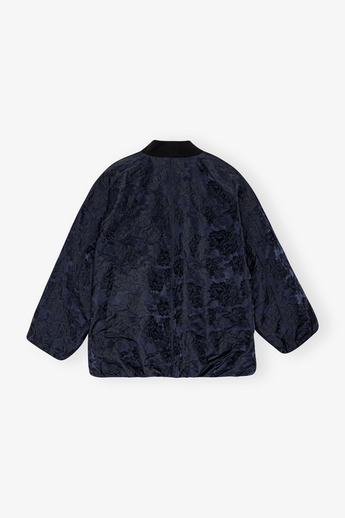 Marinblå Botanisk Jacquard Bomberjacka, Polyamide, in colour Peacoat - 2 - GANNI