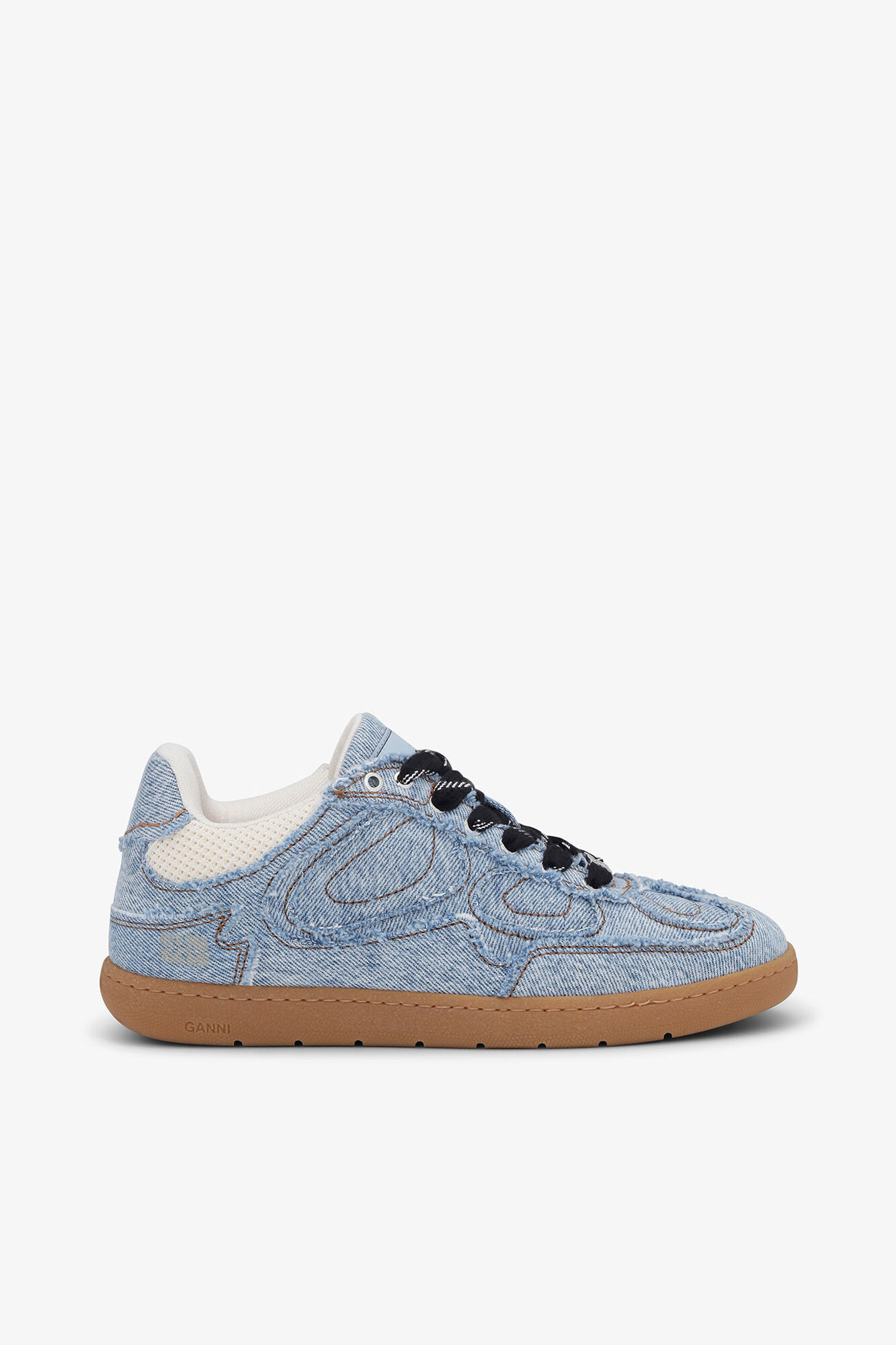 08 Denim Raw Edge Sneakers, Cotton, in colour Light Blue Vintage - 1 - GANNI