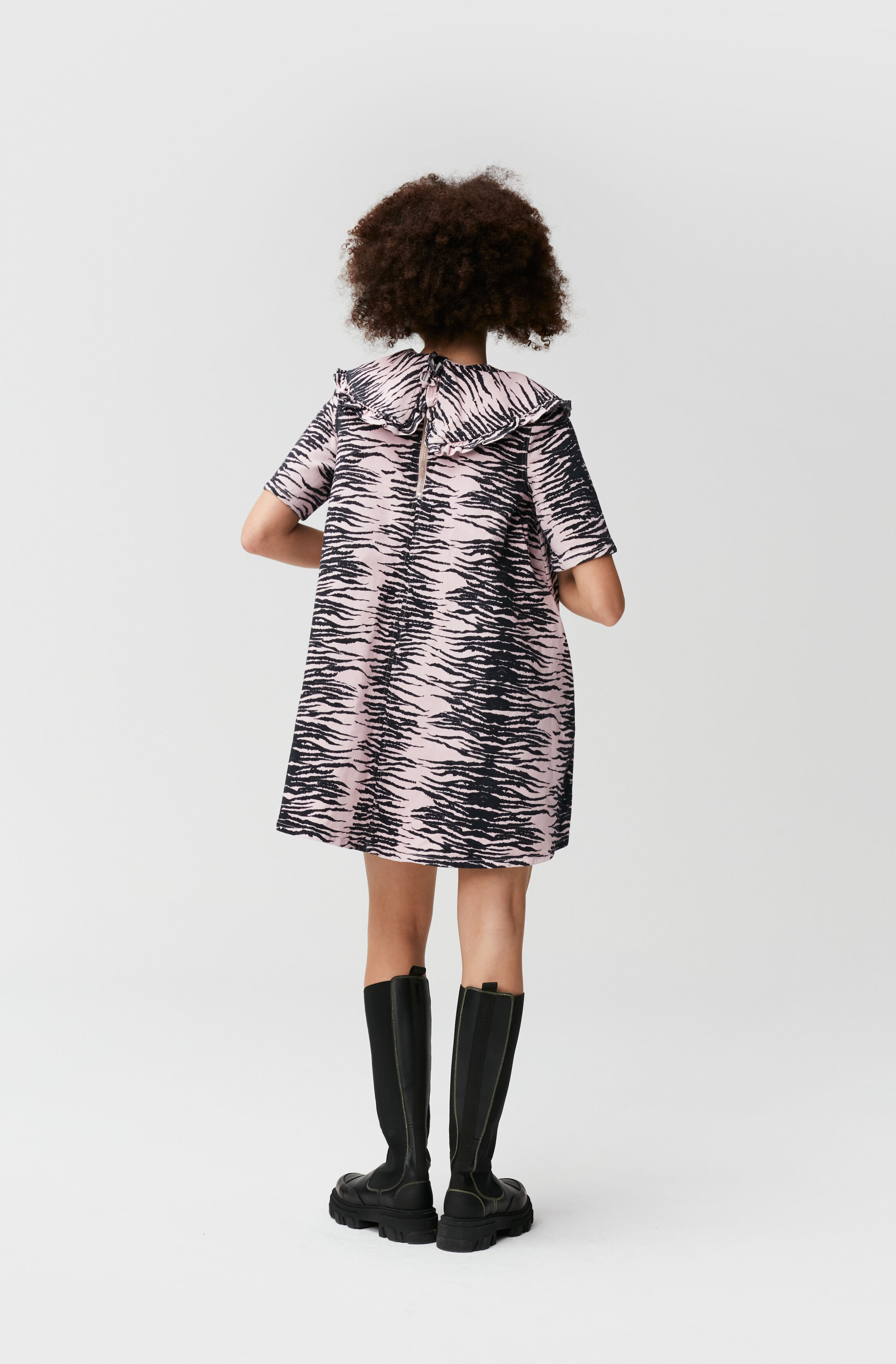Tiger Stripe Light Lilac Denim Mini 