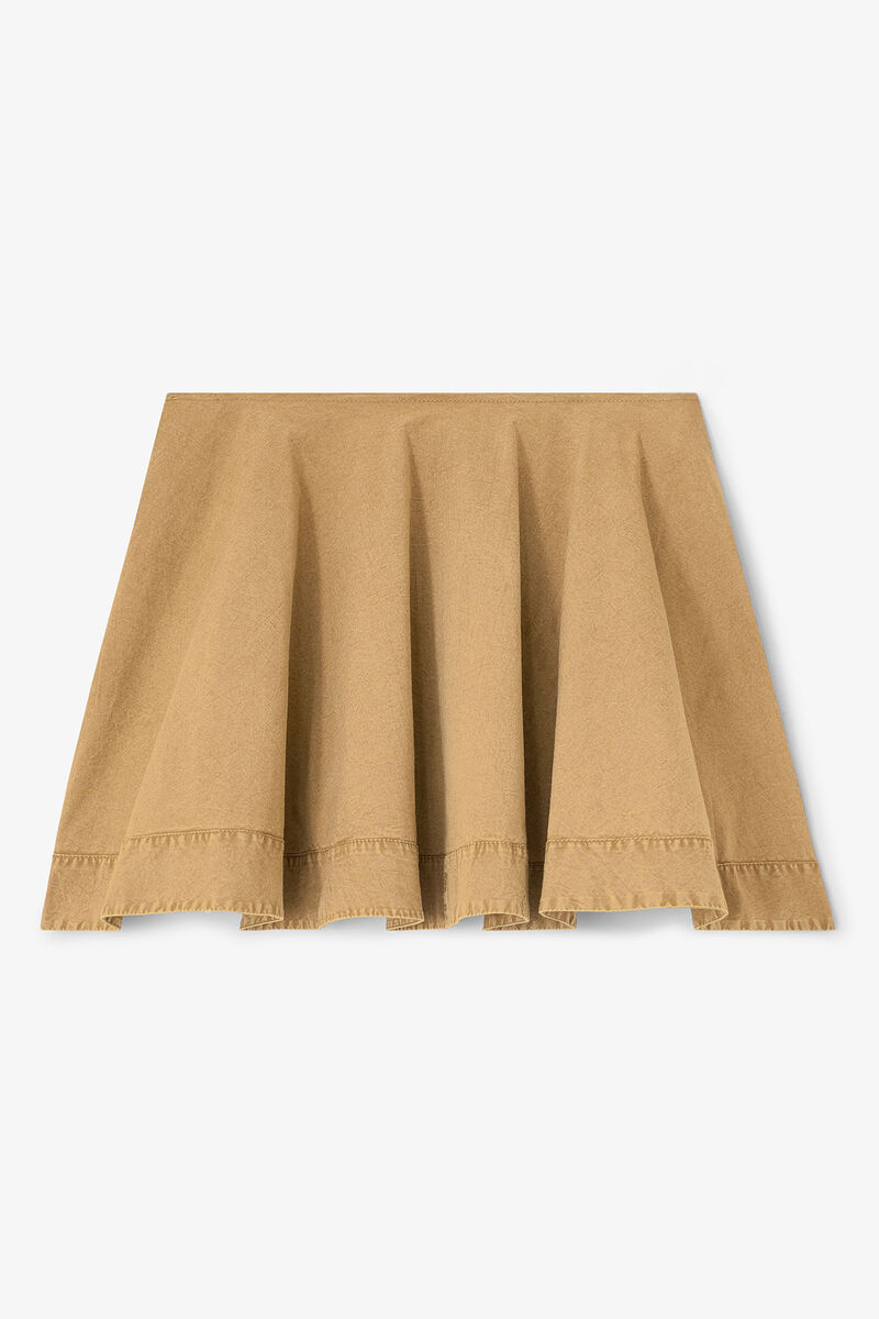 Beige Washed Mini Circle Skirt, Elastane, in colour Lark - 1 - GANNI
