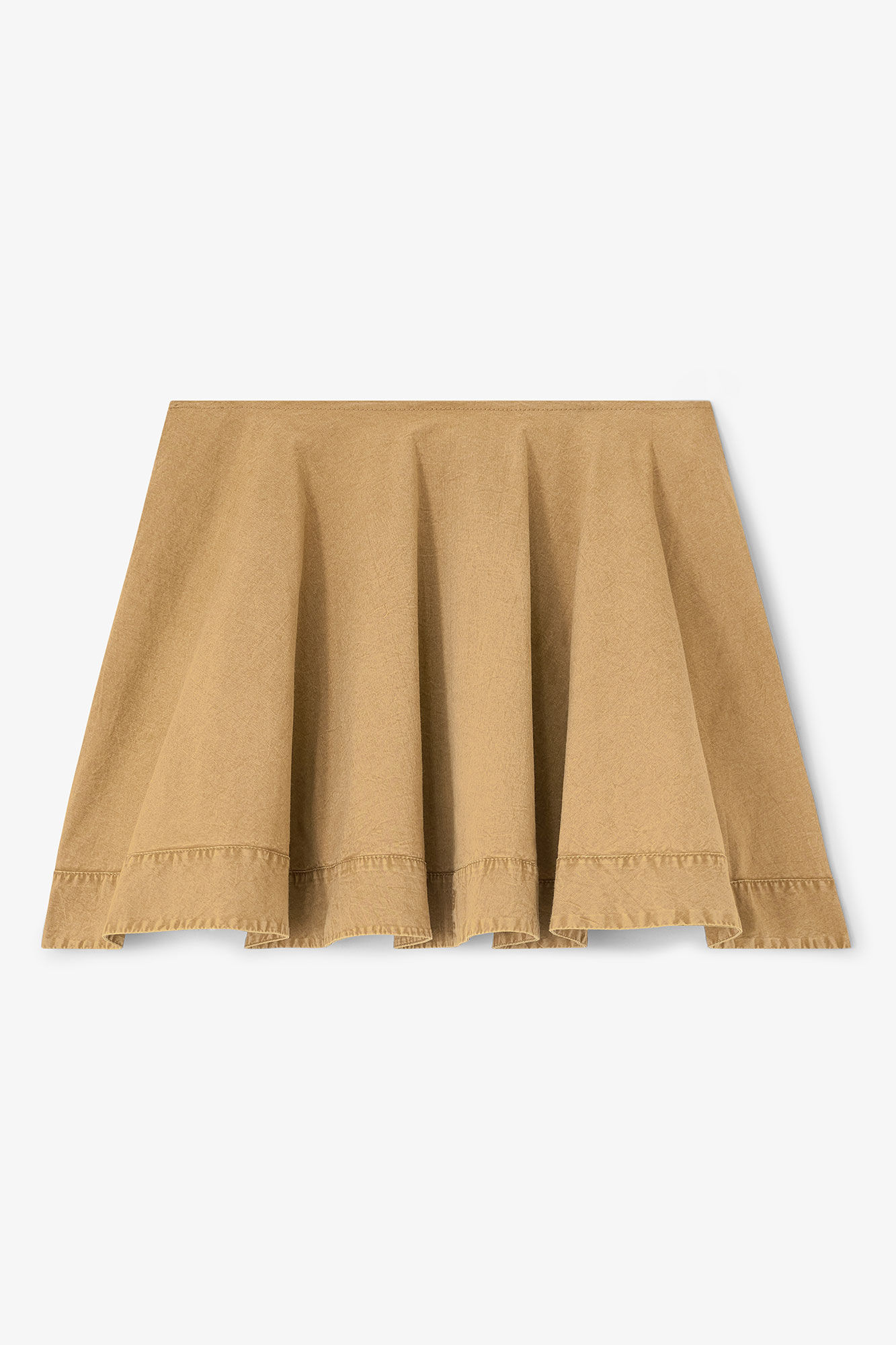 Beige Washed Mini Circle Skirt, Elastane, in colour Lark - 1 - GANNI