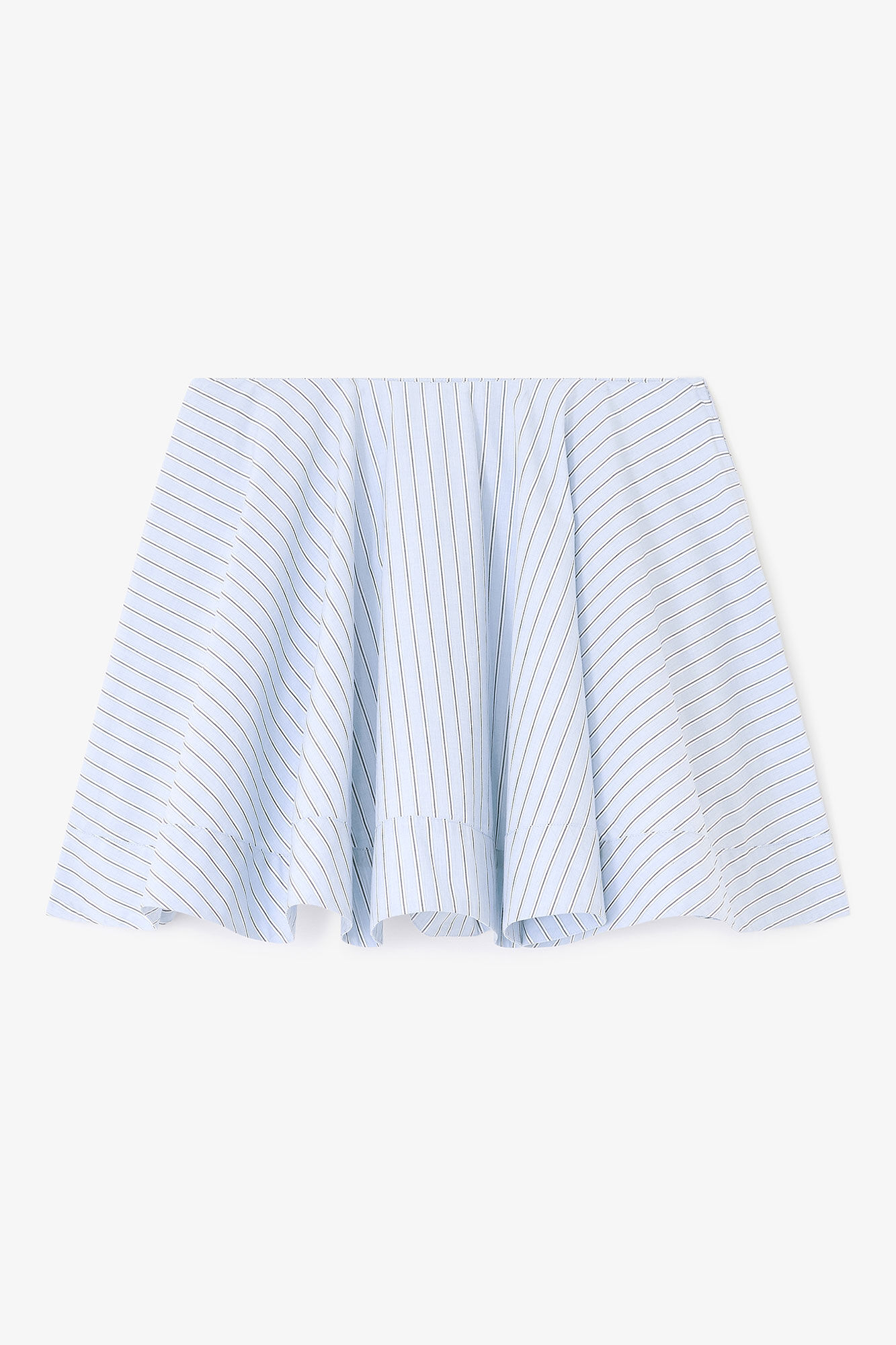 Blue Stripe Mini Circle Skirt, Cotton, in colour Lavender Lustre - 1 - GANNI