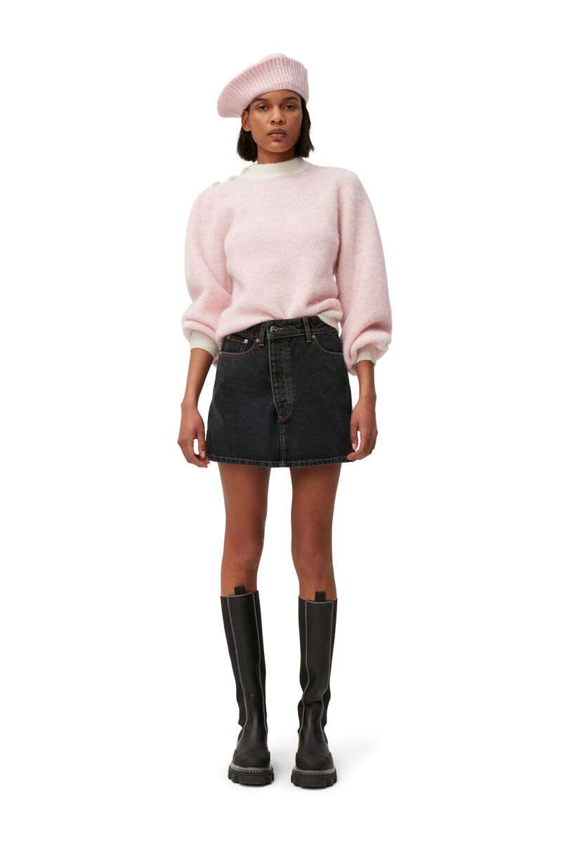 Oversized Logo Pullover , Alpaca, in colour Egret - 1 - GANNI