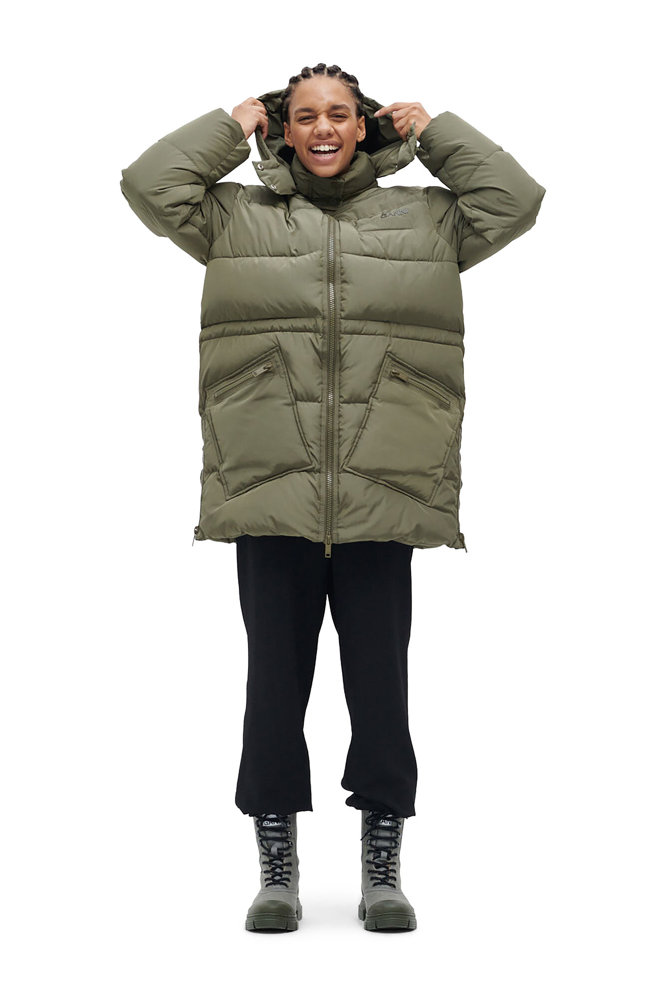 Kalamata Recycled Polyester Oversized Puffer Midi Jacket Ganni Ie