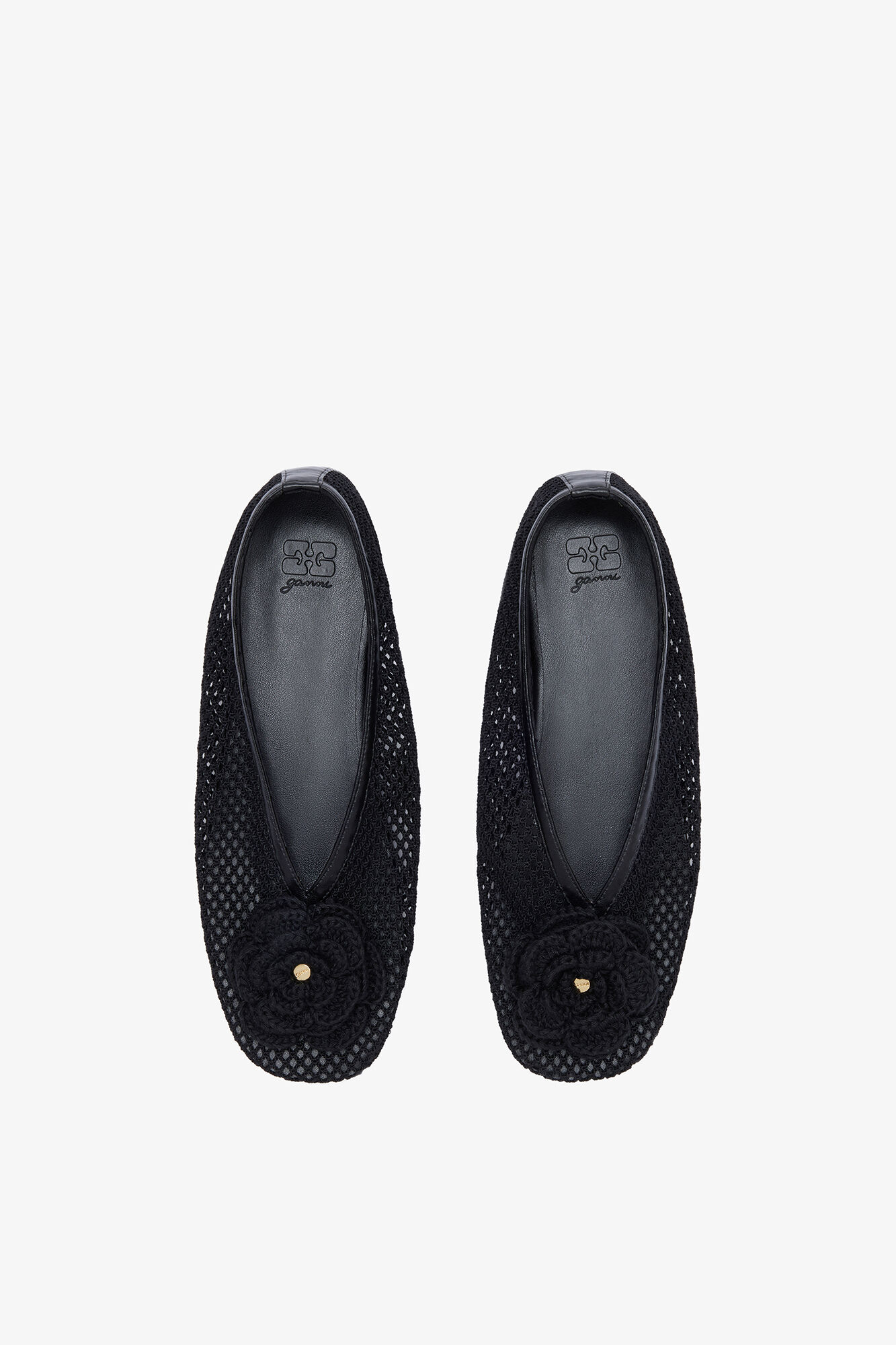 Jenny-ballerinasko i svart netting, Recycled Polyester, in colour Black - 3 - GANNI