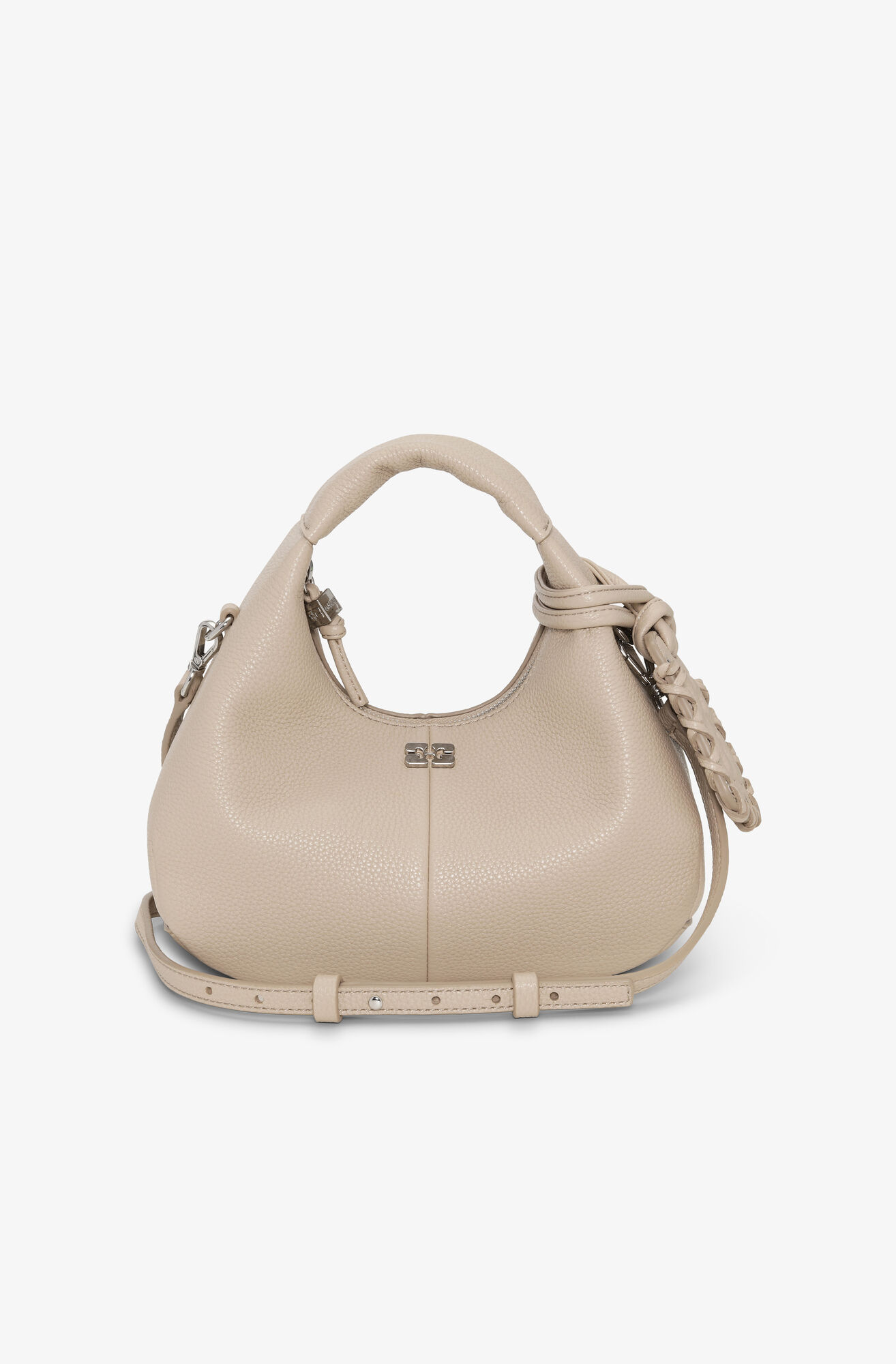 Mini sac Hobo gris clair, Polyurethane, in colour White Pepper - 1 - GANNI