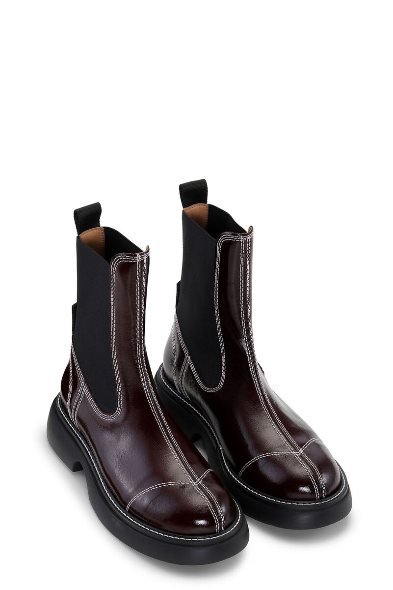 Burgundy Everyday Mid Chelsea Boots, Polyester, in colour Burgundy - 2 - GANNI