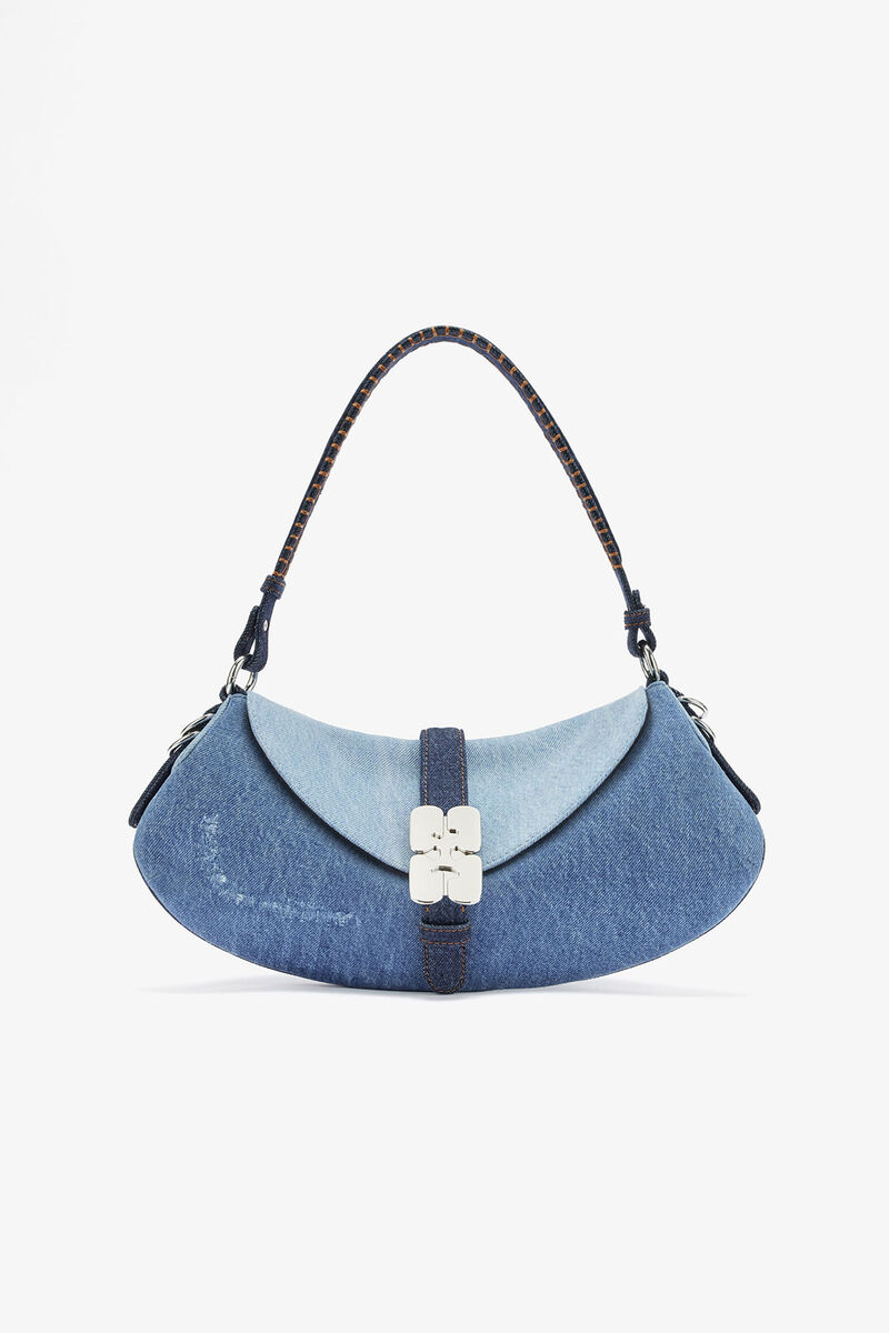 B-Kat taske i denim, Organic Cotton, in colour Mid Blue Vintage - 1 - GANNI