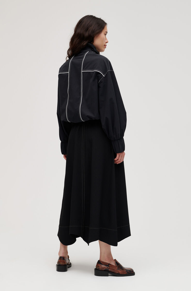 Wavy Hem Maxi Skirt, Elastane, in colour Black - 2 - GANNI