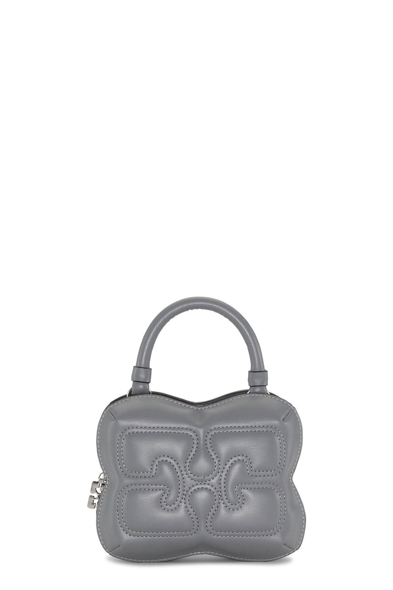 Small Grey Butterfly Crossbody Bag, Polyester, in colour Frost Gray - 1 - GANNI