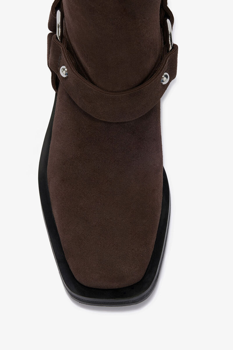 Bikerboots med mellanhögt skaft i brunt, Recycled Leather, in colour Chicory Coffee - 3 - GANNI