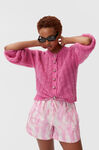 Avslappnad kofta i mohair, Merino Wool, in colour Phlox Pink - 8 - GANNI