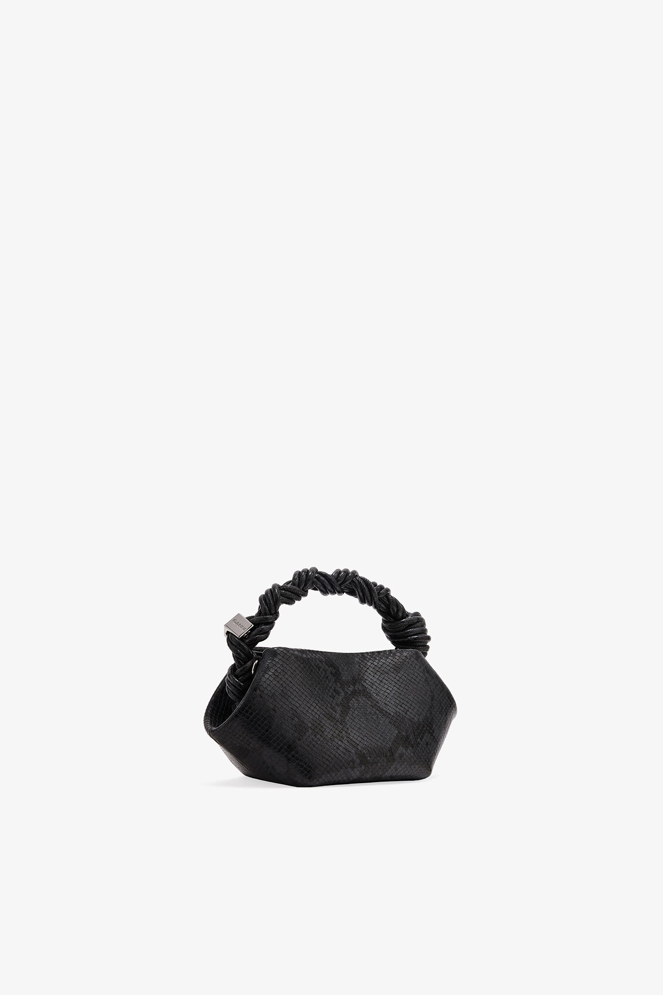 Black Snake Mini Bou Bag, Recycled Polyester, in colour Croco - 2 - GANNI