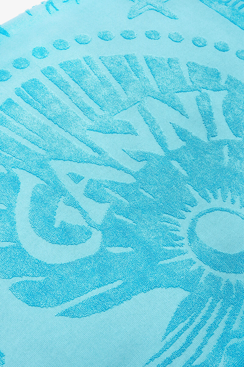 Beach Towel in Blue, Cotton, in colour Blue Curacao - 2 - GANNI
