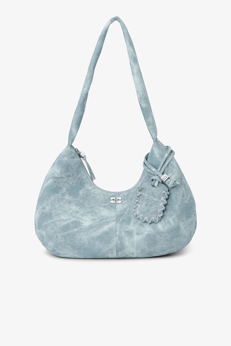 Bleget medium Hobo taske, Polyurethane, in colour Celestial Blue - 1 - GANNI