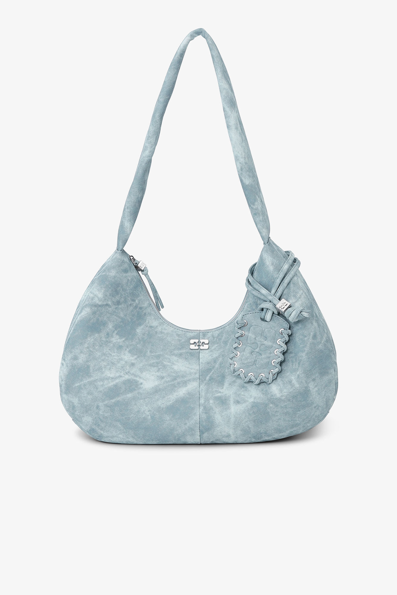 Bleget medium Hobo taske, Polyurethane, in colour Celestial Blue - 1 - GANNI