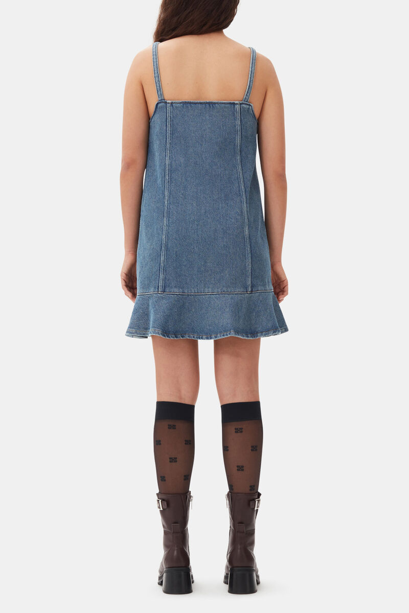 Blue Denim Mini Dress, Organic Cotton, in colour Tint Wash - 4 - GANNI