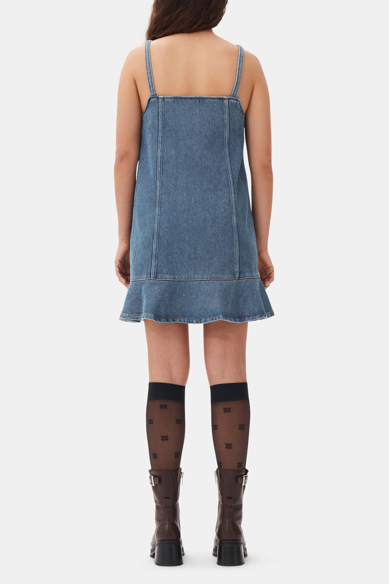 Blue Denim Mini Dress, Organic Cotton, in colour Tint Wash - 4 - GANNI