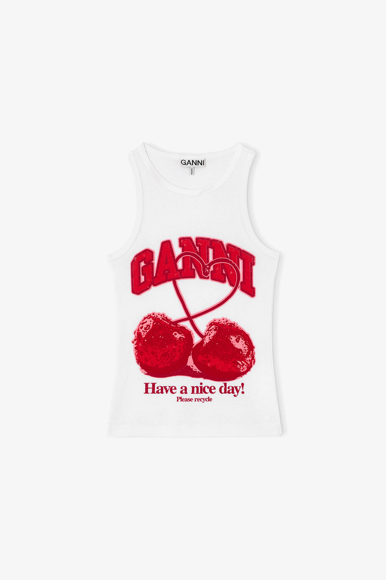 チェリー タンクトップ, Organic Cotton, in colour Bright White - 1 - GANNI