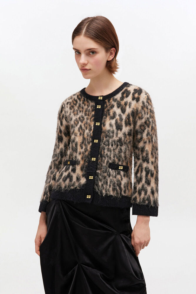 Leopard V-neck Cardigan, Leopard