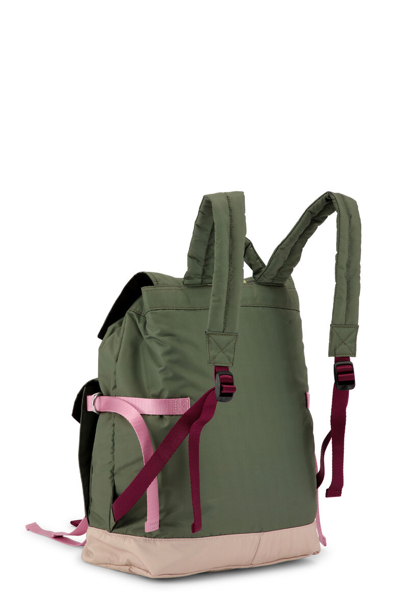 Green Tech Backpack, Recycled Polyester, in colour Kalamata - 2 - GANNI