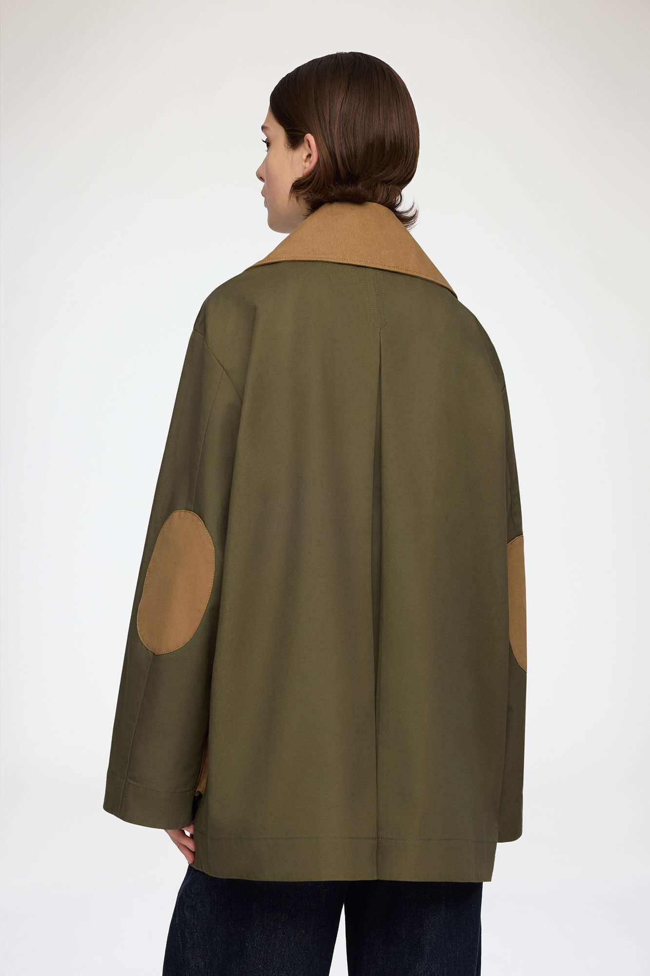 Jacket in Green Canvas, Organic Cotton, in colour Military Olive - 3 - GANNI