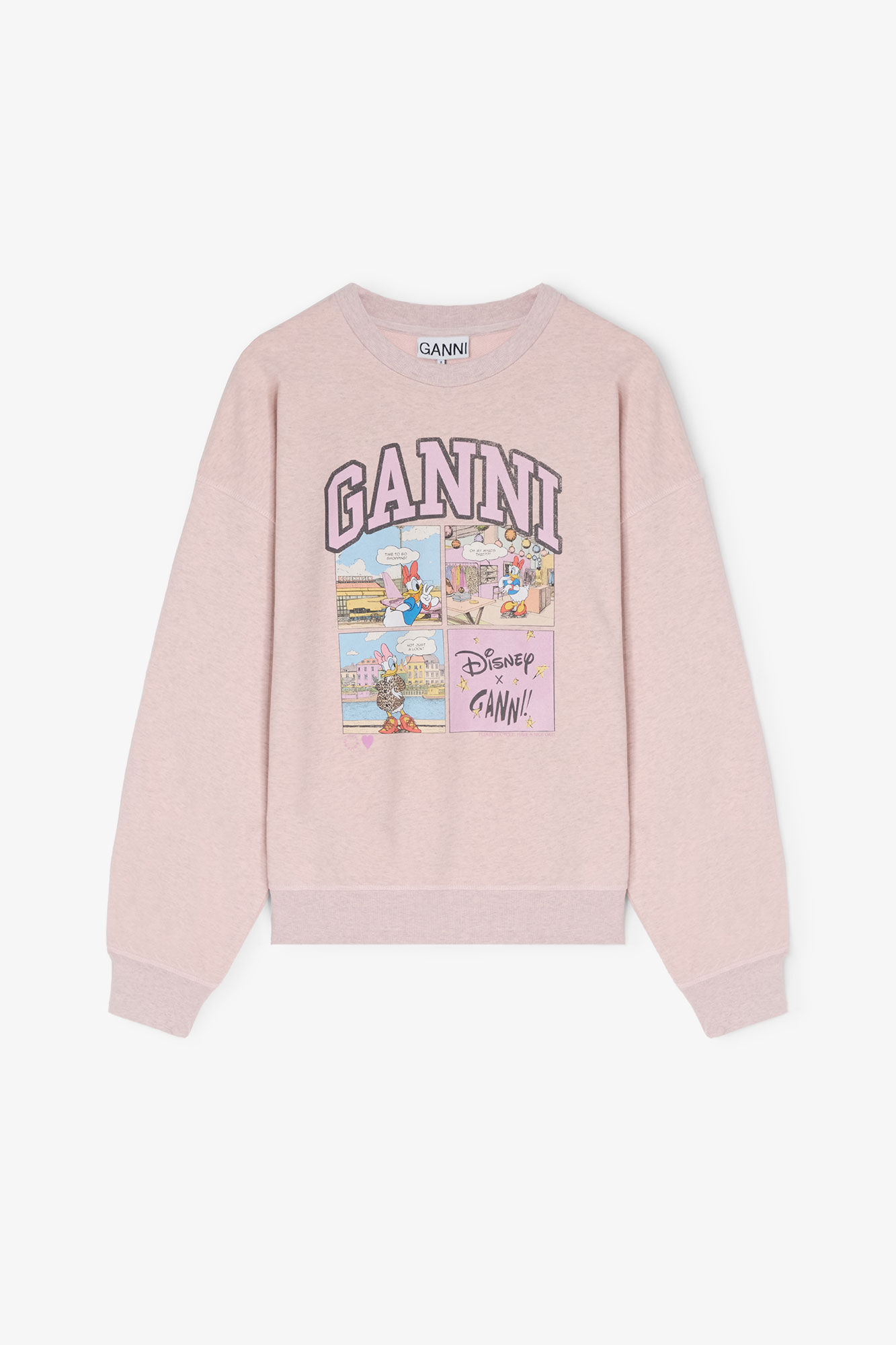 Daisy Duck Pink Comic Sweatshirt, Organic Cotton, in colour Chalk Pink - 1 - GANNI