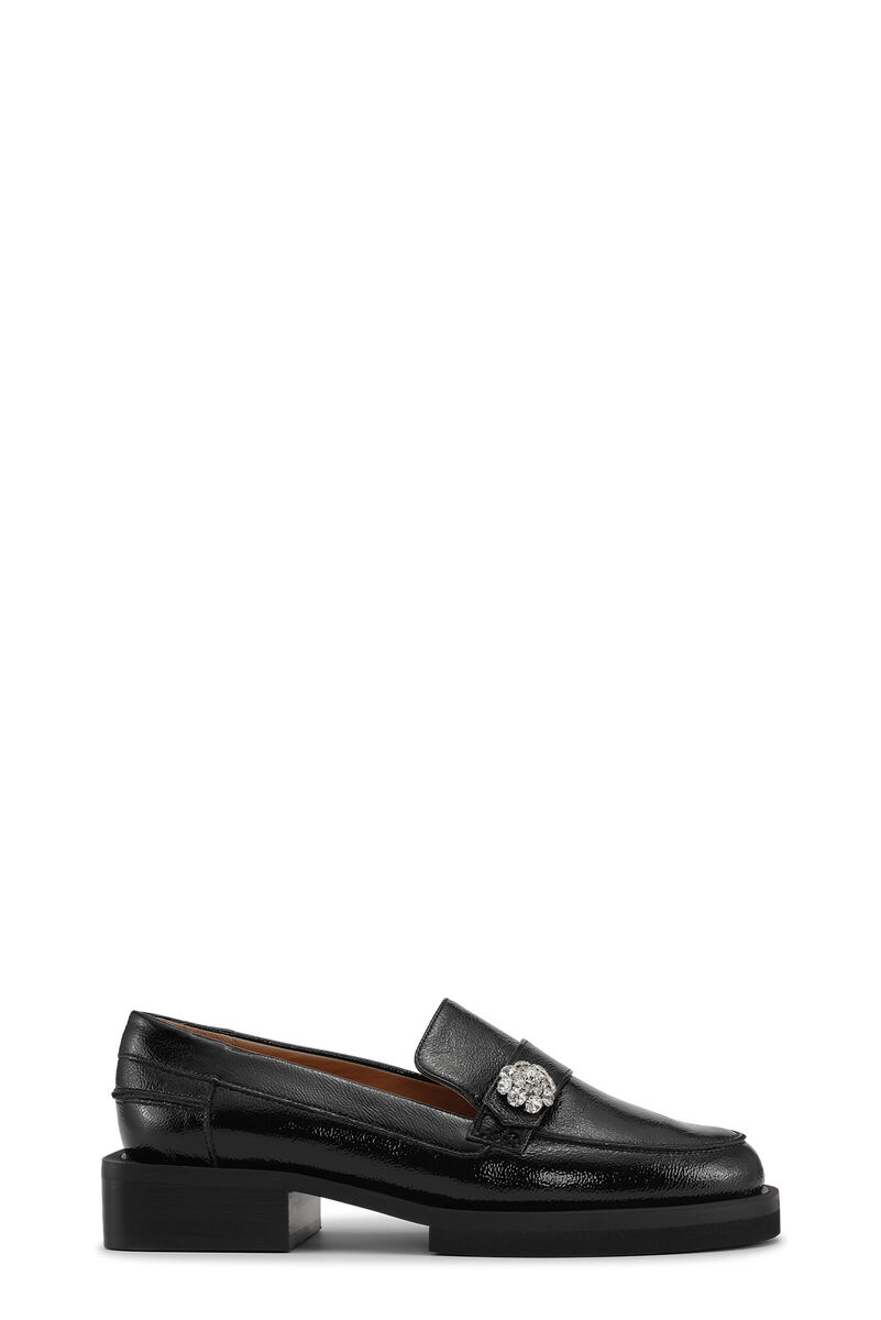 Jewel Moccasins, Calf Leather, in colour Black - 1 - GANNI
