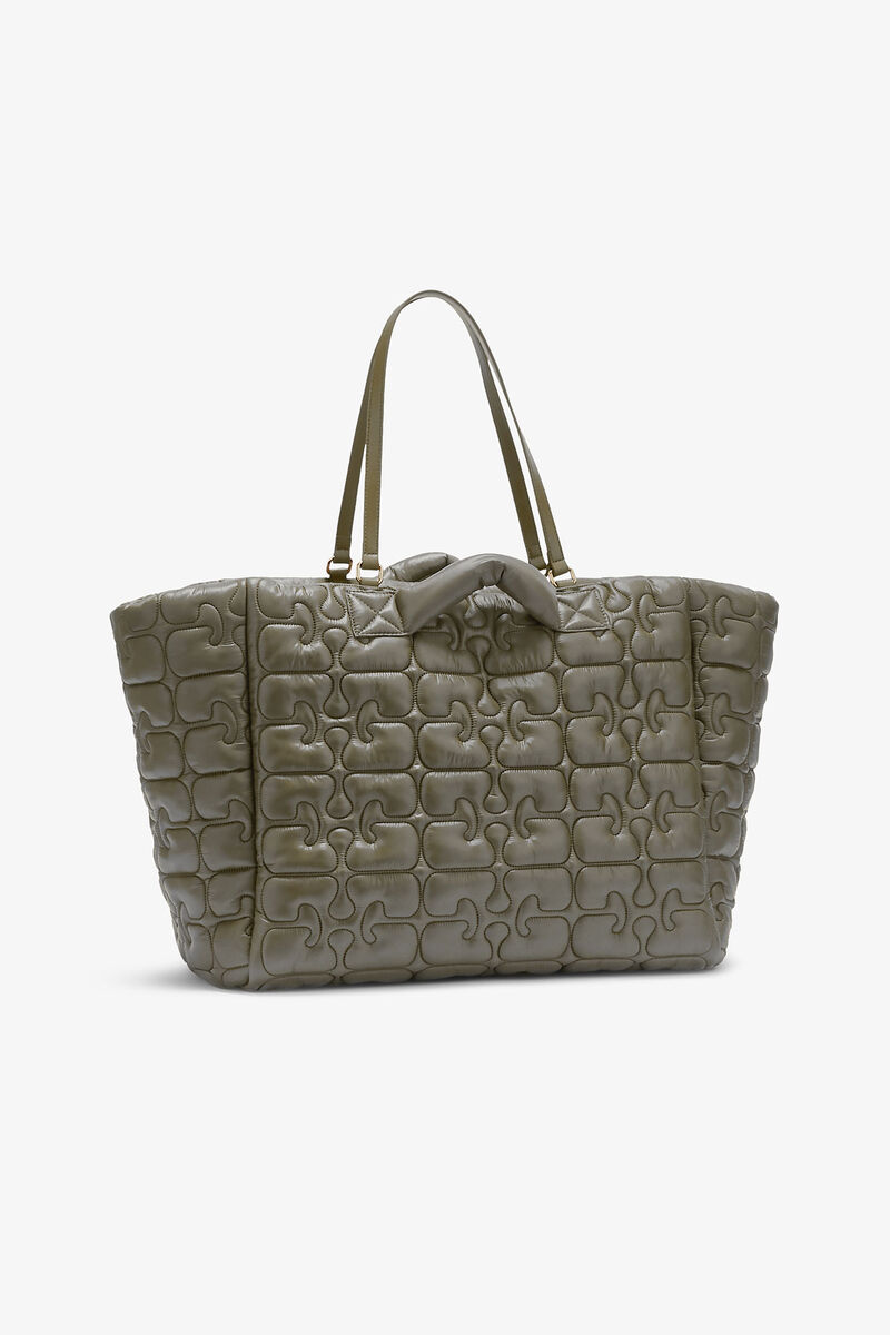 Quilted Re-Tech XXL Tote, in colour Kalamata - 2 - GANNI