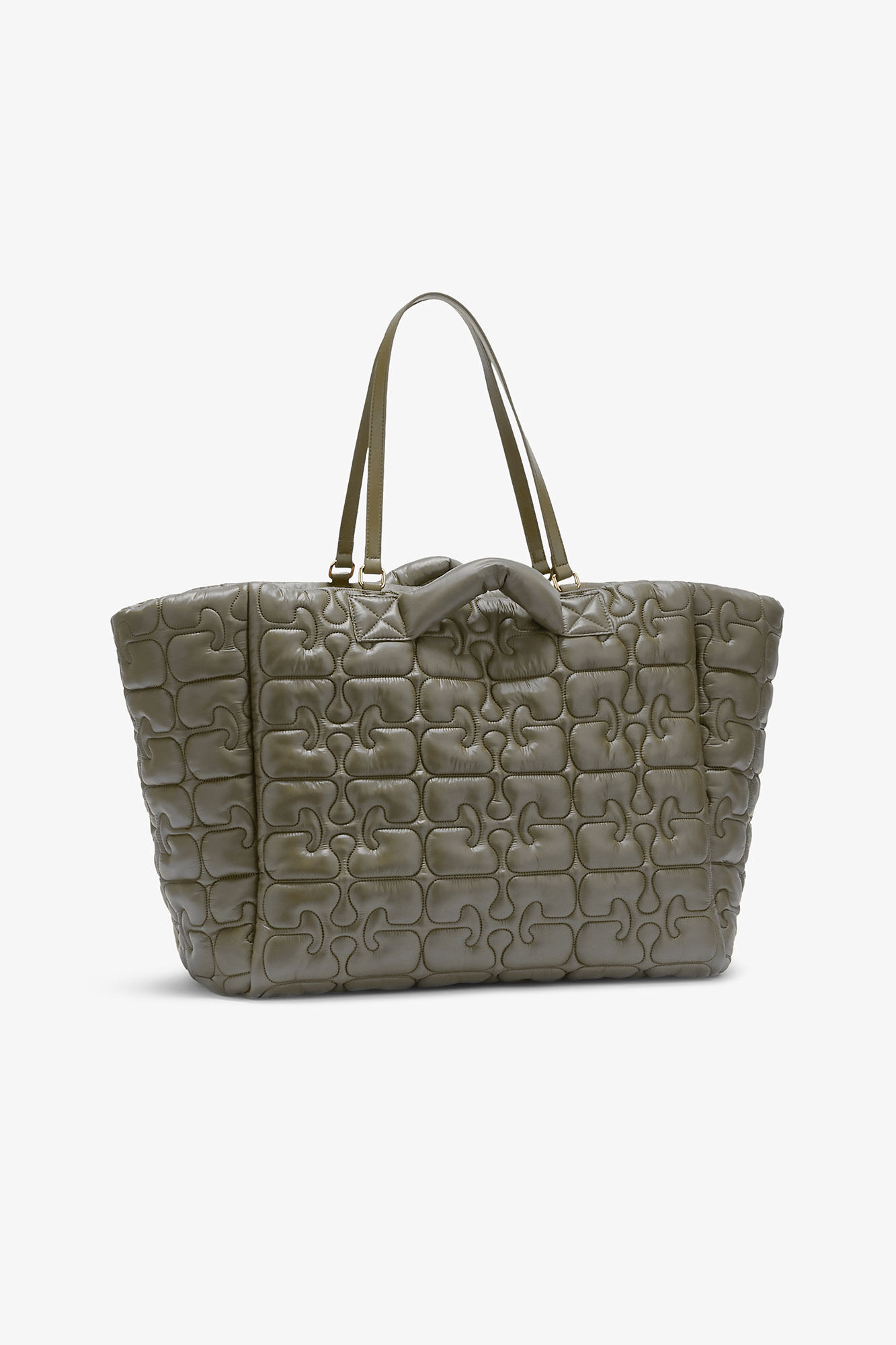 Quilted Re-Tech XXL Tote, in colour Kalamata - 2 - GANNI