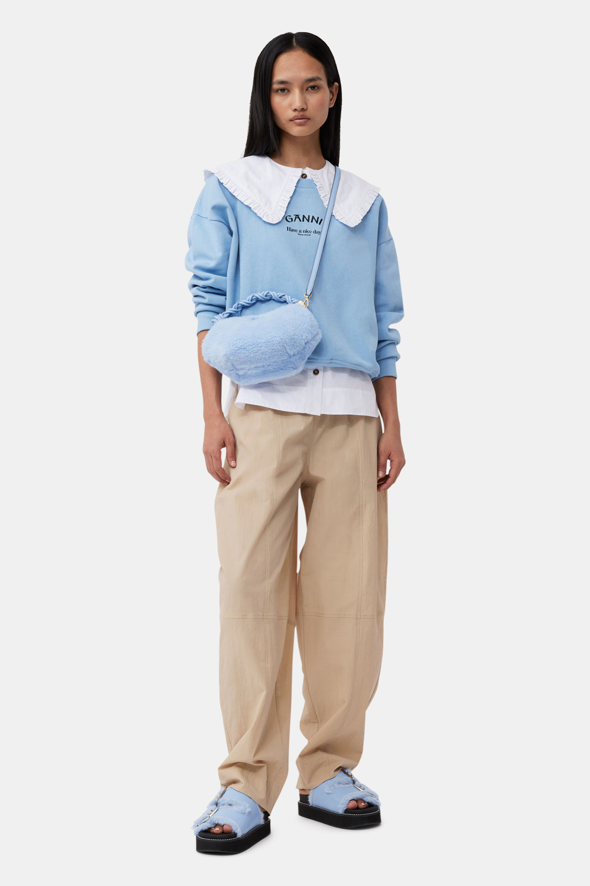 Light Blue Vintage Light Blue Fluffy Mini GANNI Bou Bag | GANNI DE 