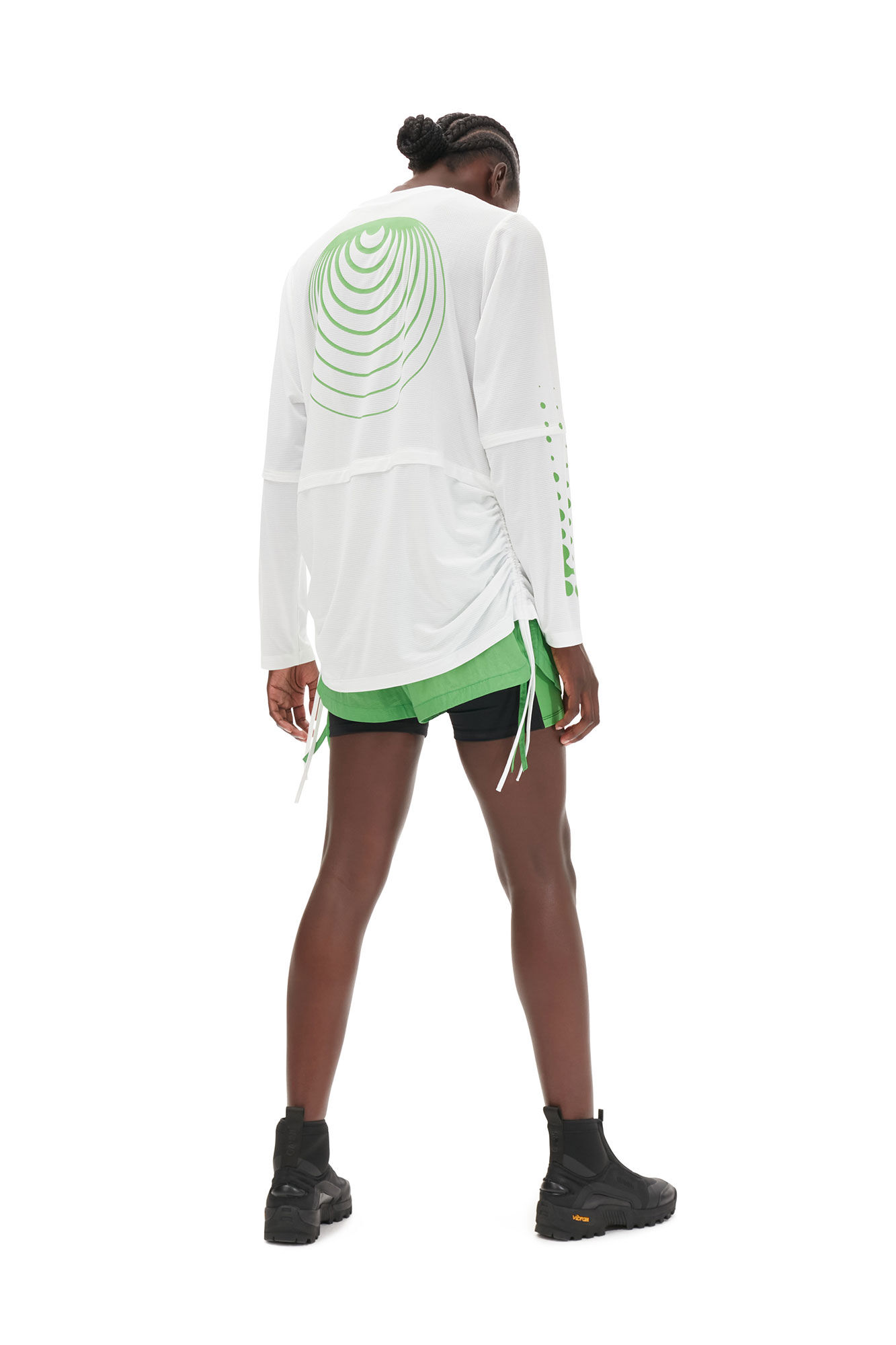 Active Mesh Layered Long Sleeve T-shirt, Elastane, in colour Bright White - 3 - GANNI