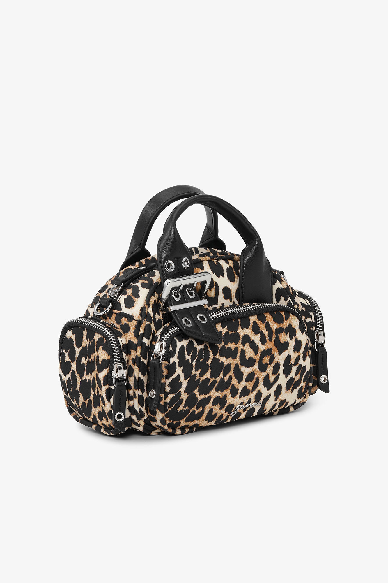 Leopard Mini Polochon Bag, Nylon, in colour Leopard - 2 - GANNI