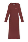 Ruched Midi Dress, Elastane, in colour Merlot - 1 - GANNI