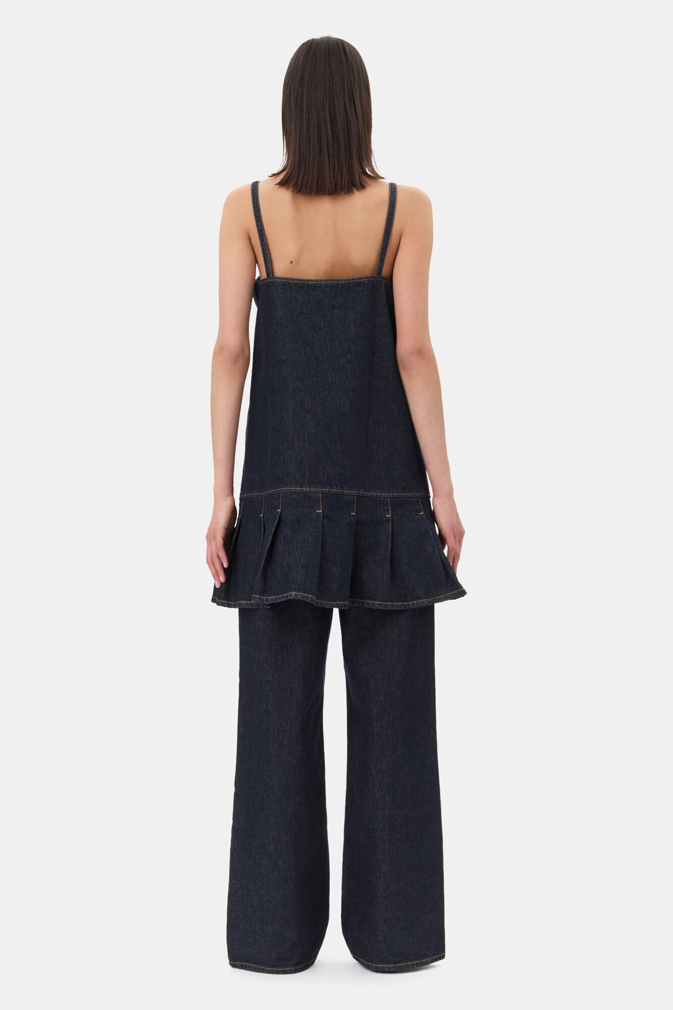 Denim Strap Mini klänning, Cotton, in colour Rinse - 4 - GANNI