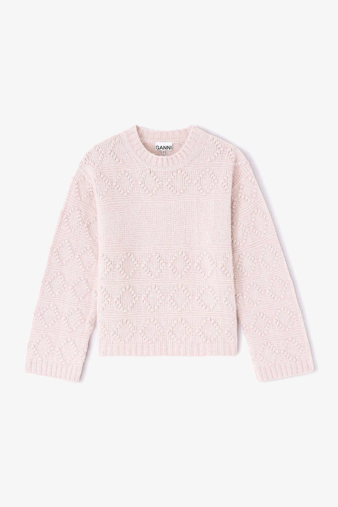 Sweater i bomuldsuld, Wool, in colour Chalk Pink - 1 - GANNI