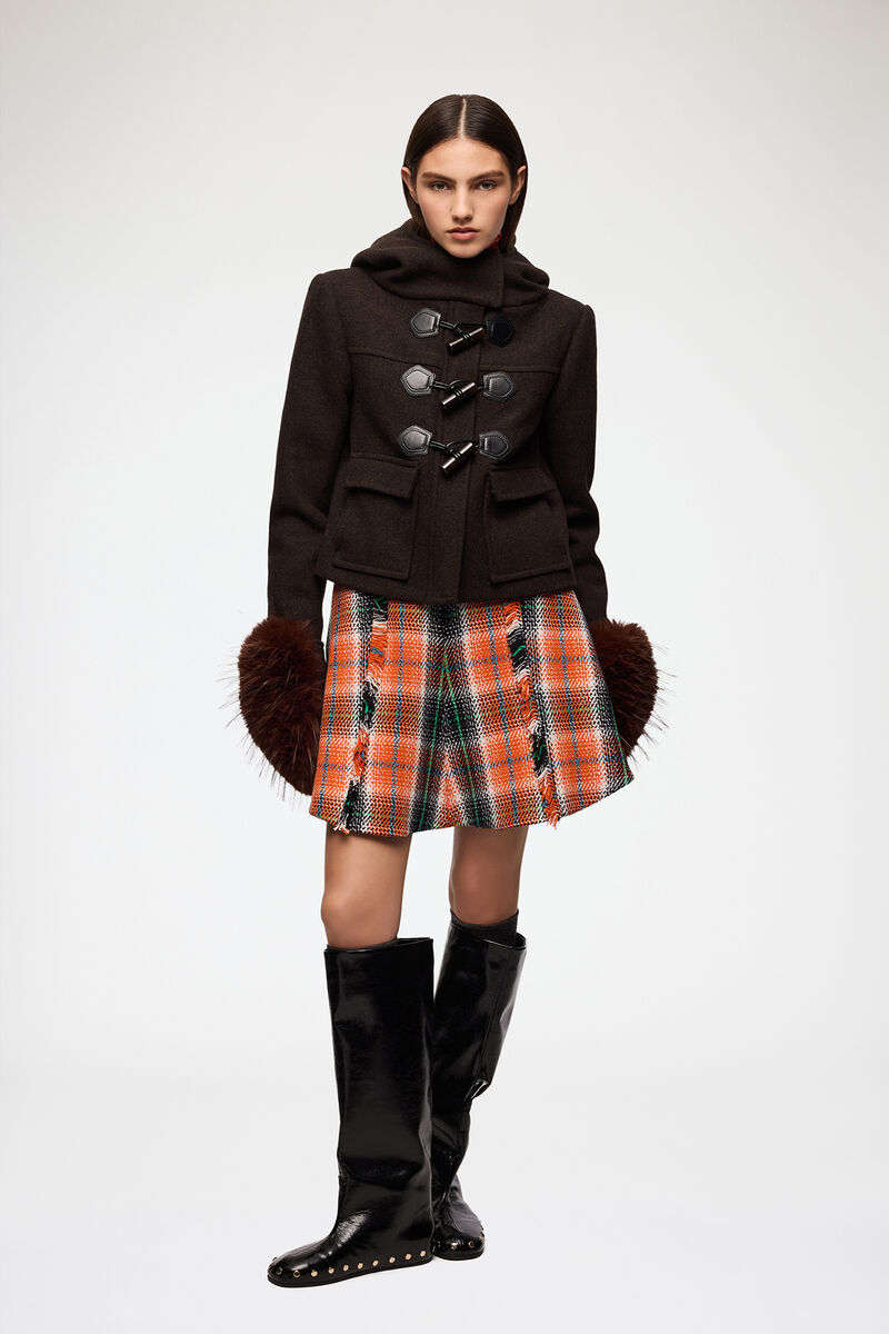 Duffle Coat Mini in Wool, Wool, in colour Demitasse - 2 - GANNI
